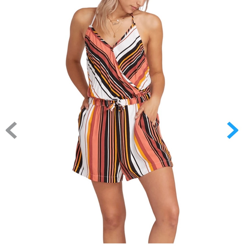 Volcom Striped Halter Romper - Small
